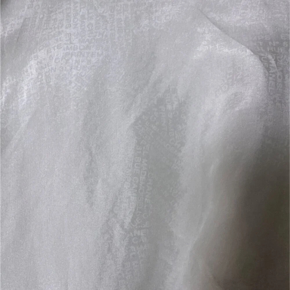 Chanel Vintage White Long-Sleeve Button-Up Shirt With Subtle Text Pattern - Picture 2 of 3